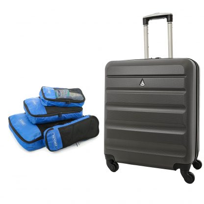 Aerolite 56x45x25cm 46L Lightweight Hard Shell Spinner Case & 2nd Bag