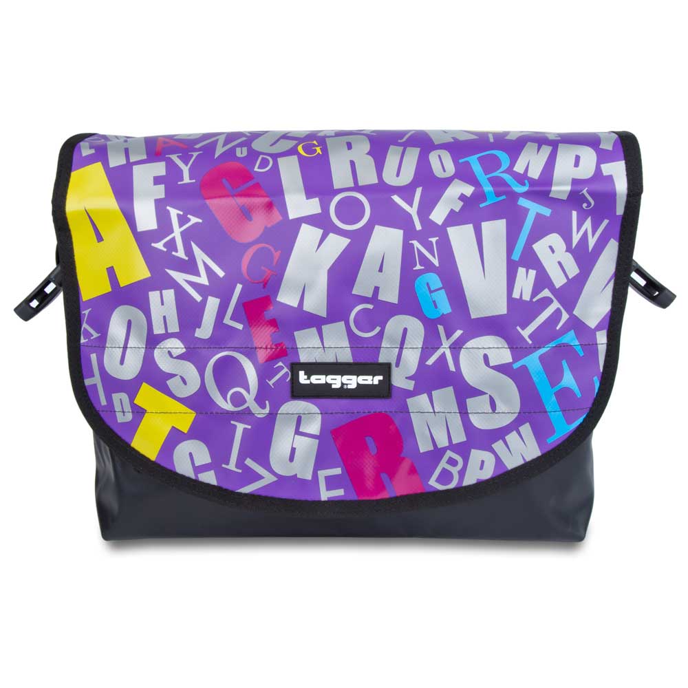 Tagger Purple Alphabet Shoulder Bag 5001-BLK-PURP-BLK