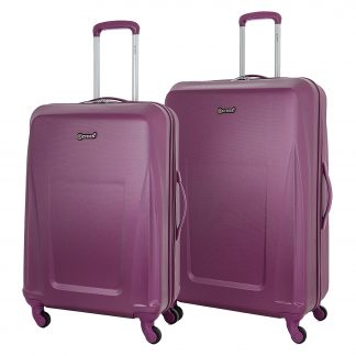 5 Cities Lightweight ABS Hard Shell Suitcase - 4 Wheels Purple (M + L)