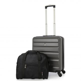 Aerolite 56x45x25 cm Lightweight 4 Wheel ABS Hard Shell Cabin Suitcase