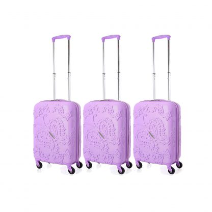 Aerolite Bohemian Butterfly Hard Shell 4 Wheel Suitcase Set 3 x Cabin