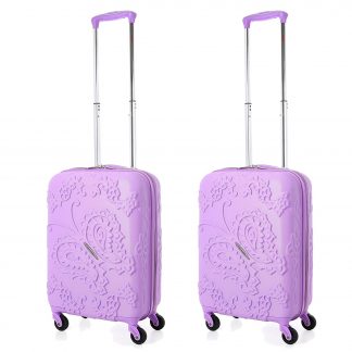 Aerolite Bohemian Butterfly Hard Shell 4 Wheel Suitcase Set 2 x Cabin