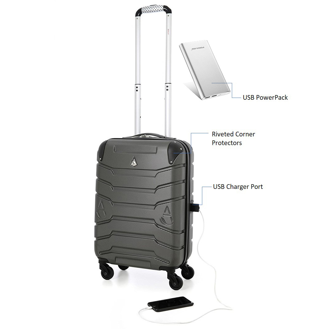 Aerolite SMART Suitcase USB Phone Charger Port