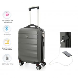 Aerolite USB Port Bluetooth Self-Weigh ABS Hard Shell 8 Wheel Suitcase