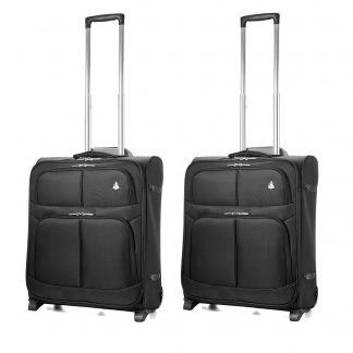 2 x Aerolite Lightweight 2 Wheel Max Cabin Hand Luggage 56 cm 60 Litre