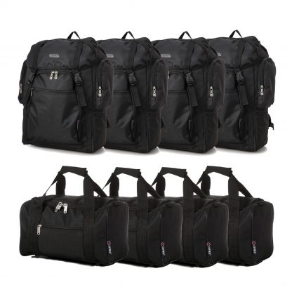 Set of 8: 4 x Ultra-Lightweight Backpack 55x40x20cm & Bag 35x20x20cm
