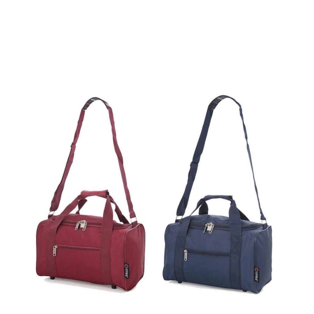 5 Cities Small 35 x 20 x 20 cm Holdall Flight Bag, Set of 2 Wine Navy