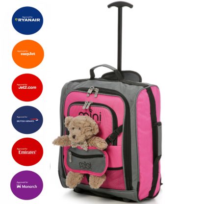 MiniMAX Childrens Suitcase with Backpack and Pouch - With Bear