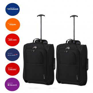 Set of 2 5 Cities 21" Cabin Sized Hand Luggage Bag (Fits 55x40x20cm)