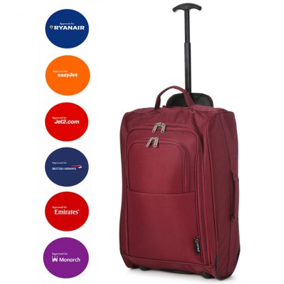 5 Cities 21" 2 Wheel Cabin Hand Luggage Trolley Bag Fits 55x40x20cm