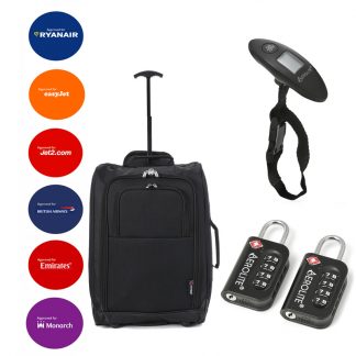 21" 2 Wheel Cabin Hand Luggage Trolley Bag with 2x TSA Locks & Scales