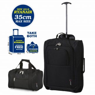 Hand Luggage Set Cabin Approved Suitcase 55x40x20cm 2nd Bag 35x20x20cm