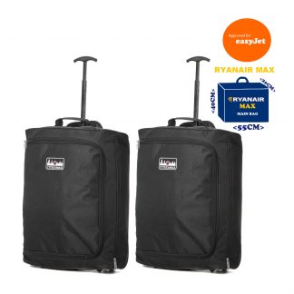 Set of 2 55x40x20cm Maximum Cabin Hand Luggage Approved Trolley Bags