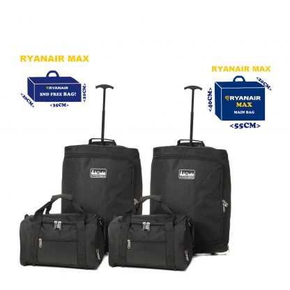 Set of 4 - 2 x 55x40x20cm Trolley Bag + 2 x 35x20x20cm 2nd Cabin Bag