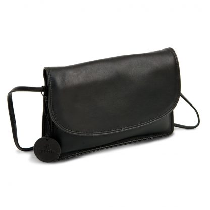 LUCCIO Ladies Black Leather Grab Bag with Strap BMB003BLK