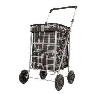 Hoppa 4 Wheel Folding Shopping Trolley on Wheels Tubular Steel Petit